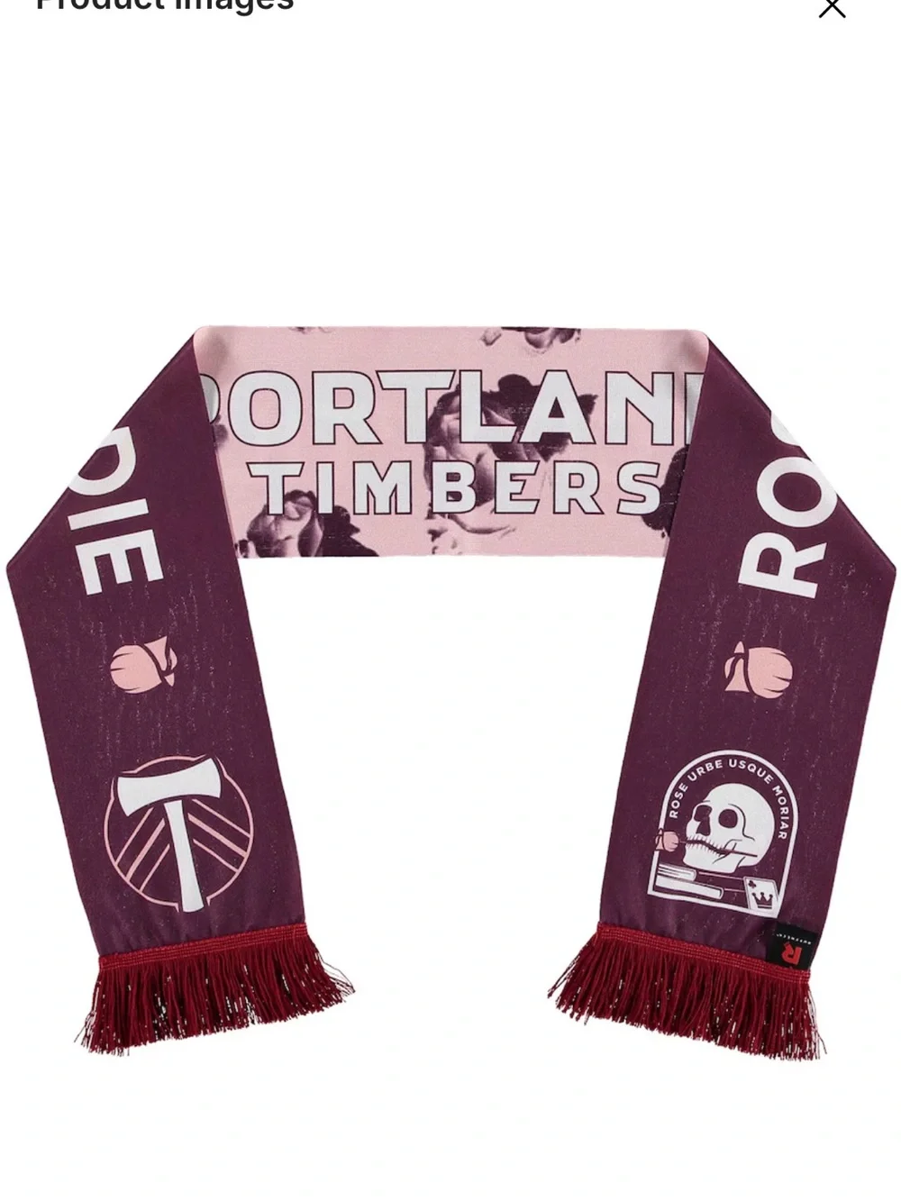 NWT! Portland Timbers Jersey Hook Reversible Scarf, Rose City ‘Til I Die!  MLS